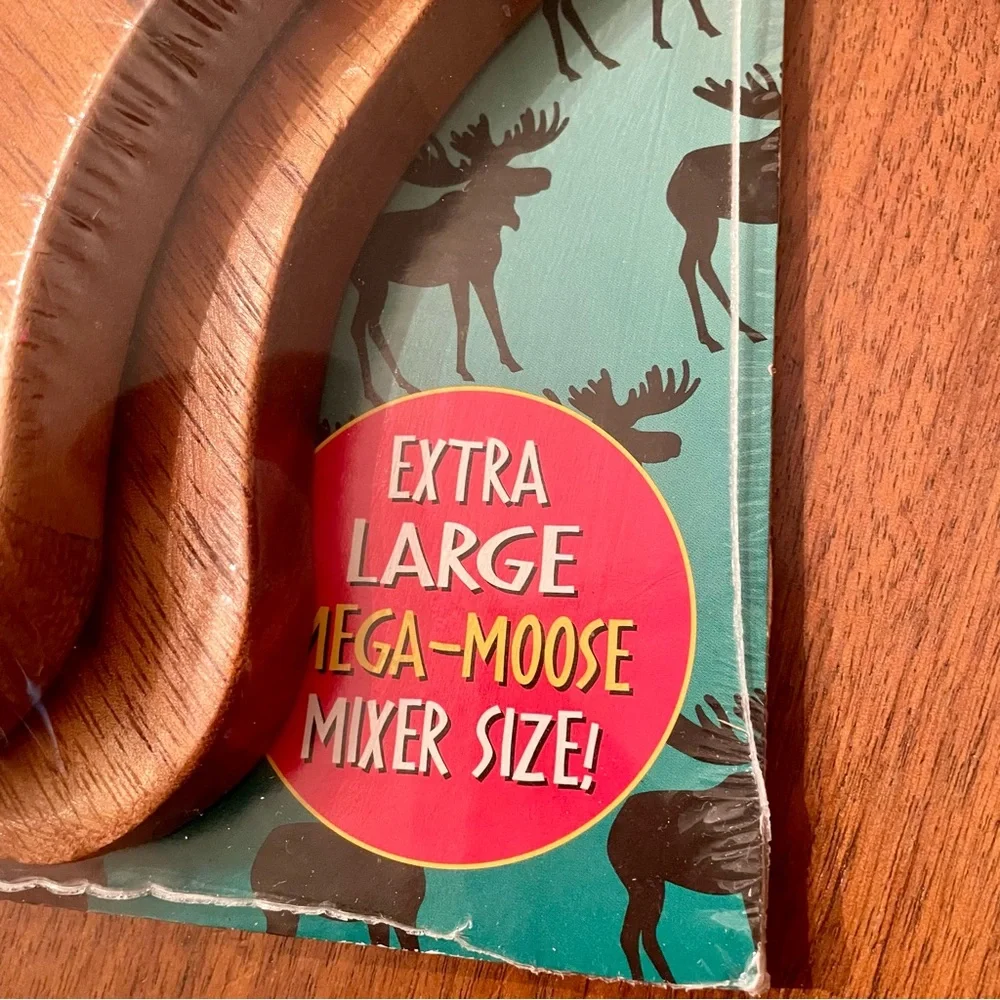 Great Northern Products Wooden Moose Mixers NWT Toss Salad Pasta Laser Engraved